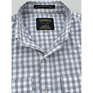 Vintage Rodeo Pearl Snap Shirt Men L White Textured‎ Long Sleeve Polyester Blend